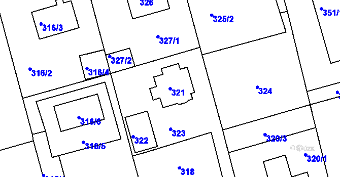Parcela st. 321 v KÚ Janův Důl u Liberce, Katastrální mapa