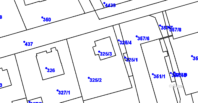 Parcela st. 325/3 v KÚ Janův Důl u Liberce, Katastrální mapa