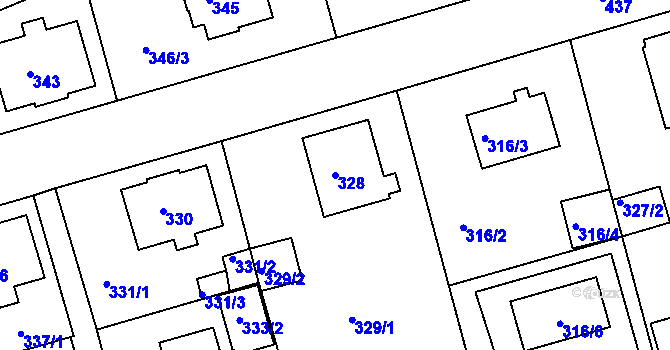Parcela st. 328 v KÚ Janův Důl u Liberce, Katastrální mapa