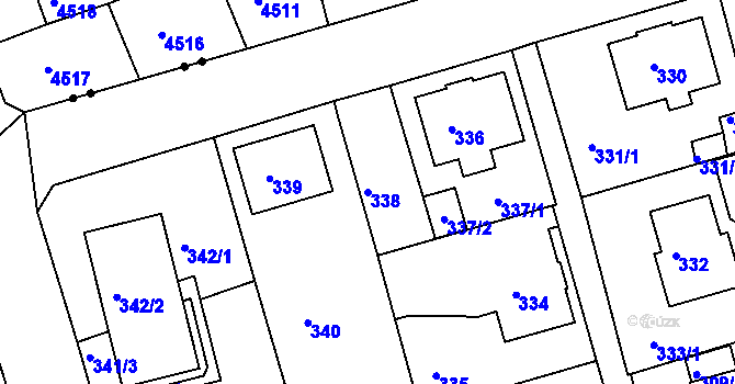 Parcela st. 338 v KÚ Janův Důl u Liberce, Katastrální mapa