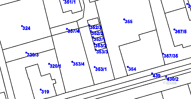 Parcela st. 353/3 v KÚ Janův Důl u Liberce, Katastrální mapa