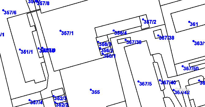 Parcela st. 356/1 v KÚ Janův Důl u Liberce, Katastrální mapa