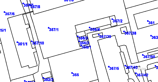 Parcela st. 356/2 v KÚ Janův Důl u Liberce, Katastrální mapa