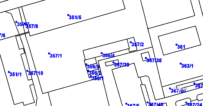 Parcela st. 356/4 v KÚ Janův Důl u Liberce, Katastrální mapa