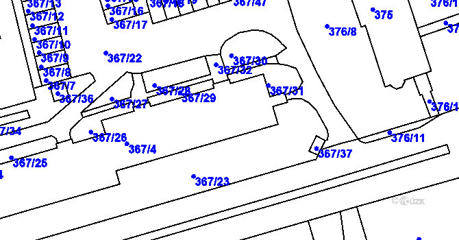 Parcela st. 367/1 v KÚ Janův Důl u Liberce, Katastrální mapa