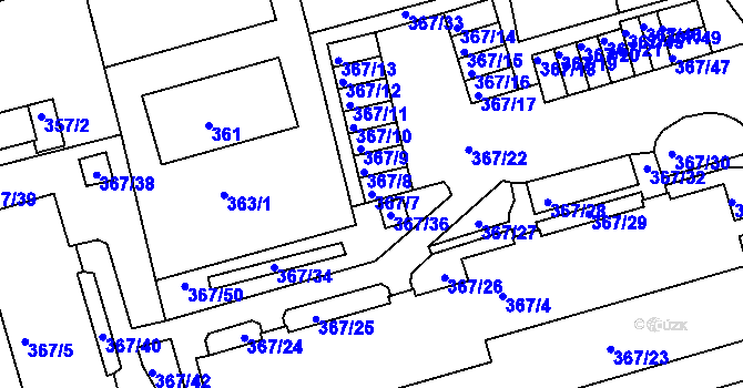 Parcela st. 367/7 v KÚ Janův Důl u Liberce, Katastrální mapa