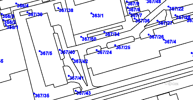 Parcela st. 367/24 v KÚ Janův Důl u Liberce, Katastrální mapa