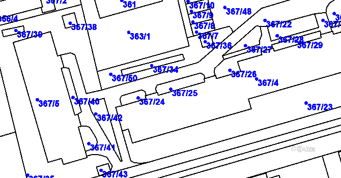 Parcela st. 367/25 v KÚ Janův Důl u Liberce, Katastrální mapa
