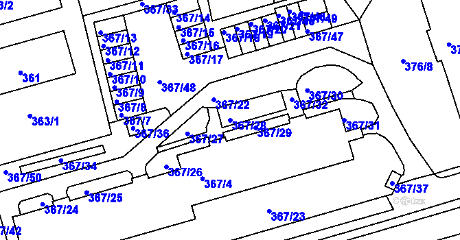 Parcela st. 367/28 v KÚ Janův Důl u Liberce, Katastrální mapa