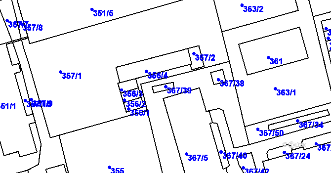 Parcela st. 367/39 v KÚ Janův Důl u Liberce, Katastrální mapa