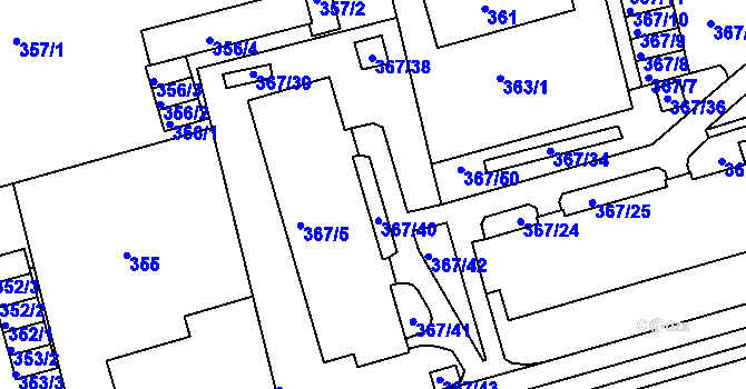Parcela st. 367/40 v KÚ Janův Důl u Liberce, Katastrální mapa