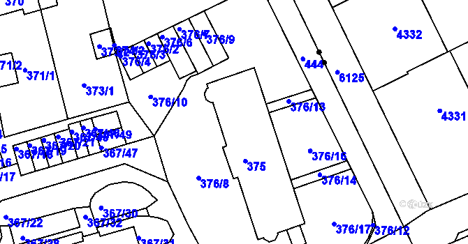 Parcela st. 375 v KÚ Janův Důl u Liberce, Katastrální mapa