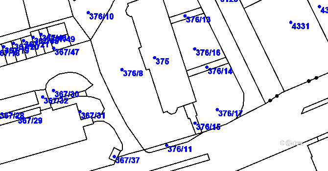 Parcela st. 376/1 v KÚ Janův Důl u Liberce, Katastrální mapa