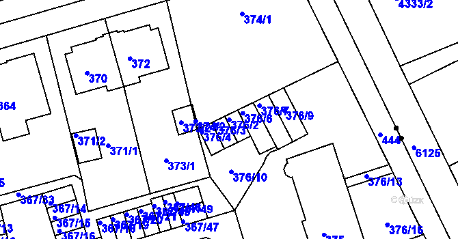 Parcela st. 376/2 v KÚ Janův Důl u Liberce, Katastrální mapa