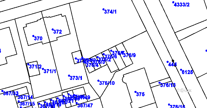 Parcela st. 376/6 v KÚ Janův Důl u Liberce, Katastrální mapa