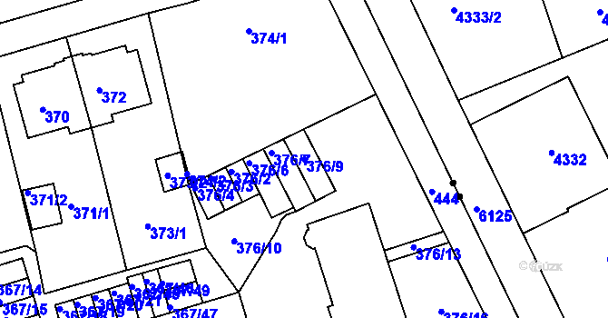 Parcela st. 376/9 v KÚ Janův Důl u Liberce, Katastrální mapa