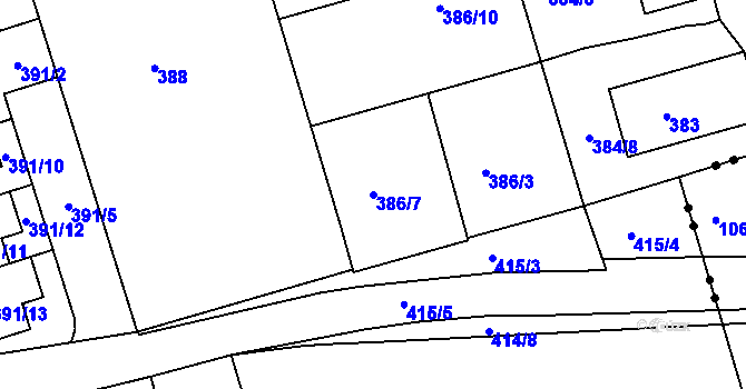 Parcela st. 386/7 v KÚ Janův Důl u Liberce, Katastrální mapa