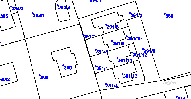Parcela st. 391/3 v KÚ Janův Důl u Liberce, Katastrální mapa