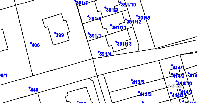 Parcela st. 391/4 v KÚ Janův Důl u Liberce, Katastrální mapa