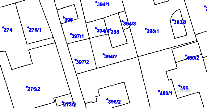 Parcela st. 394/2 v KÚ Janův Důl u Liberce, Katastrální mapa