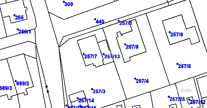 Parcela st. 257/13 v KÚ Janův Důl u Liberce, Katastrální mapa