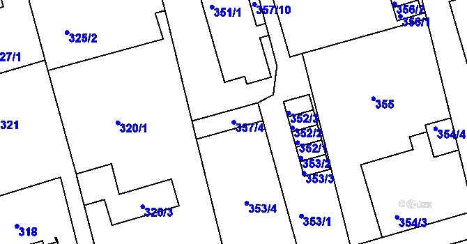 Parcela st. 357/4 v KÚ Janův Důl u Liberce, Katastrální mapa