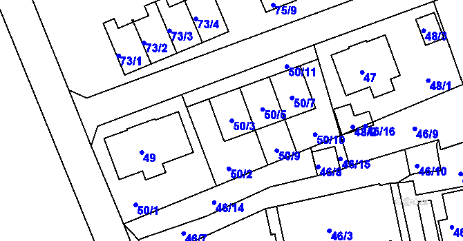 Parcela st. 50/3 v KÚ Janův Důl u Liberce, Katastrální mapa