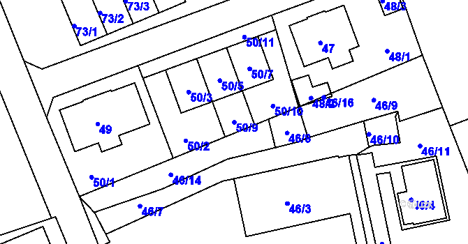 Parcela st. 50/9 v KÚ Janův Důl u Liberce, Katastrální mapa