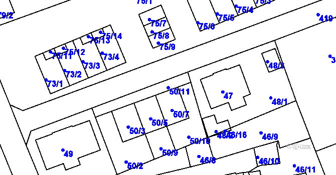 Parcela st. 50/11 v KÚ Janův Důl u Liberce, Katastrální mapa