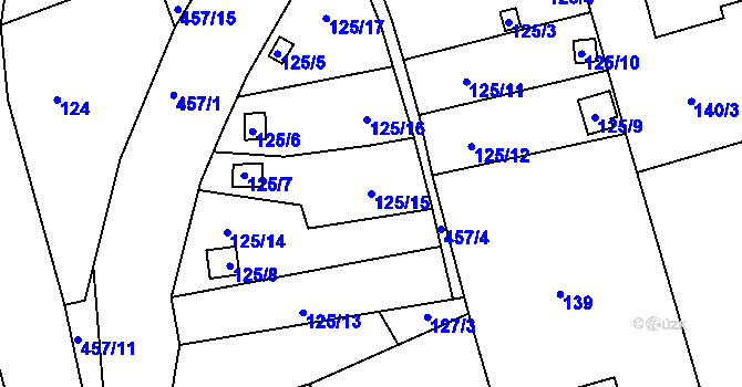 Parcela st. 125/15 v KÚ Janův Důl u Liberce, Katastrální mapa