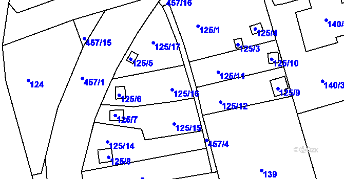 Parcela st. 125/16 v KÚ Janův Důl u Liberce, Katastrální mapa