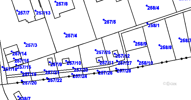 Parcela st. 257/25 v KÚ Janův Důl u Liberce, Katastrální mapa