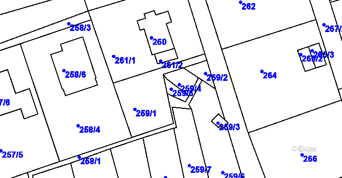 Parcela st. 259/5 v KÚ Janův Důl u Liberce, Katastrální mapa