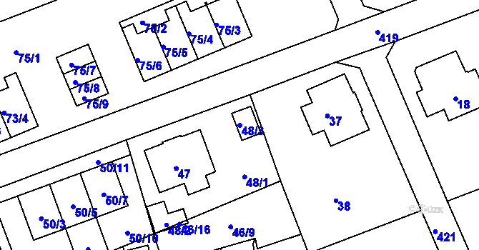 Parcela st. 48/3 v KÚ Janův Důl u Liberce, Katastrální mapa