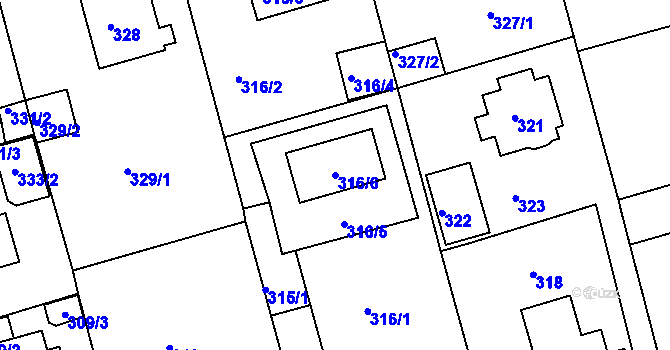 Parcela st. 316/6 v KÚ Janův Důl u Liberce, Katastrální mapa