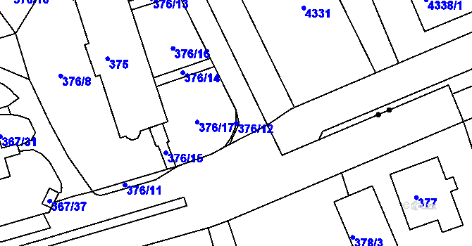 Parcela st. 376/12 v KÚ Janův Důl u Liberce, Katastrální mapa