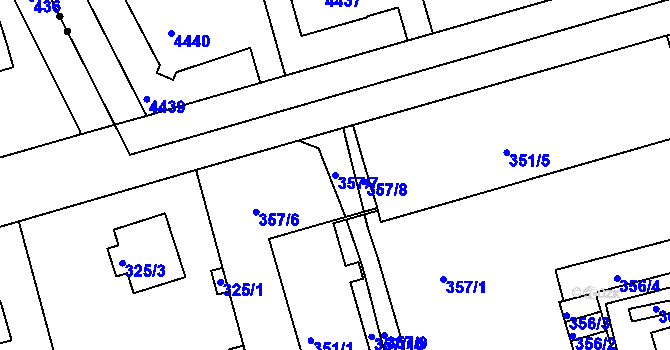 Parcela st. 357/7 v KÚ Janův Důl u Liberce, Katastrální mapa