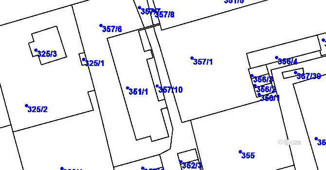 Parcela st. 357/9 v KÚ Janův Důl u Liberce, Katastrální mapa