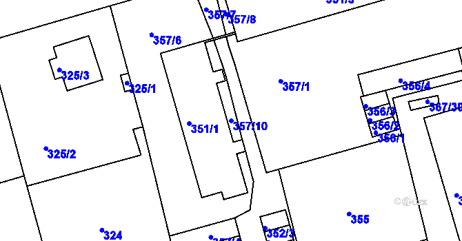 Parcela st. 357/10 v KÚ Janův Důl u Liberce, Katastrální mapa