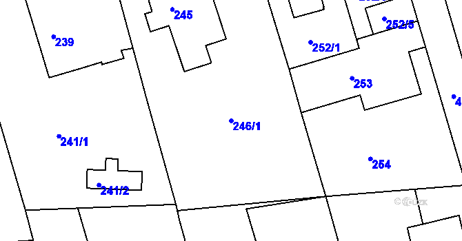 Parcela st. 246/1 v KÚ Janův Důl u Liberce, Katastrální mapa