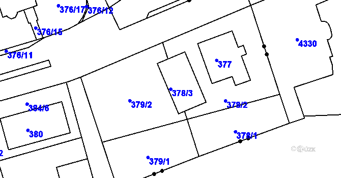 Parcela st. 378/3 v KÚ Janův Důl u Liberce, Katastrální mapa