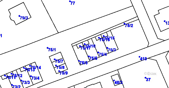 Parcela st. 75/10 v KÚ Janův Důl u Liberce, Katastrální mapa