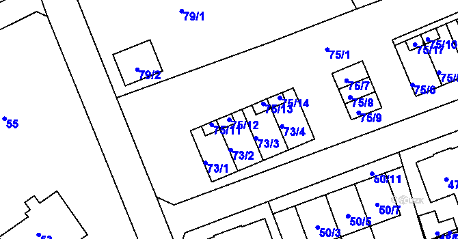 Parcela st. 75/12 v KÚ Janův Důl u Liberce, Katastrální mapa