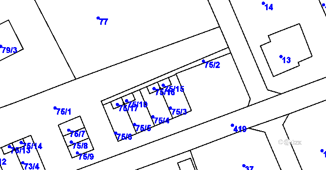 Parcela st. 75/15 v KÚ Janův Důl u Liberce, Katastrální mapa