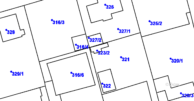 Parcela st. 323/2 v KÚ Janův Důl u Liberce, Katastrální mapa