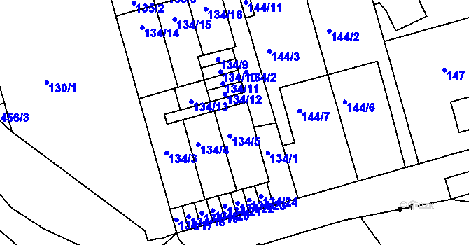 Parcela st. 134/8 v KÚ Janův Důl u Liberce, Katastrální mapa