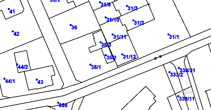 Parcela st. 35/2 v KÚ Janův Důl u Liberce, Katastrální mapa