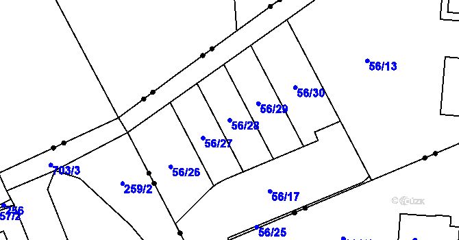 Parcela st. 56/28 v KÚ Janův Důl u Liberce, Katastrální mapa