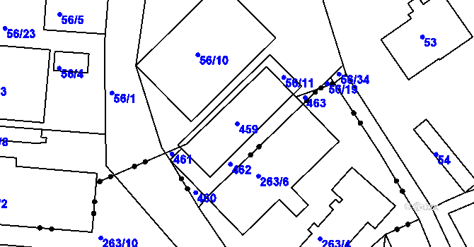 Parcela st. 459 v KÚ Janův Důl u Liberce, Katastrální mapa