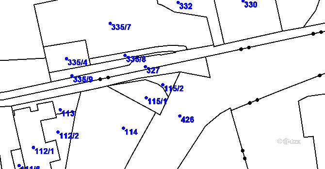 Parcela st. 115/2 v KÚ Janův Důl u Liberce, Katastrální mapa